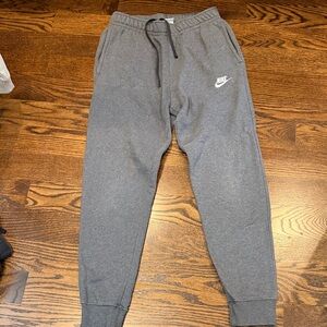 Nike Mens Charcoal Gray Sweatpants with White Swoosh